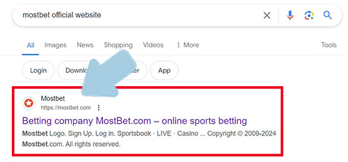 Open the Mostbet website