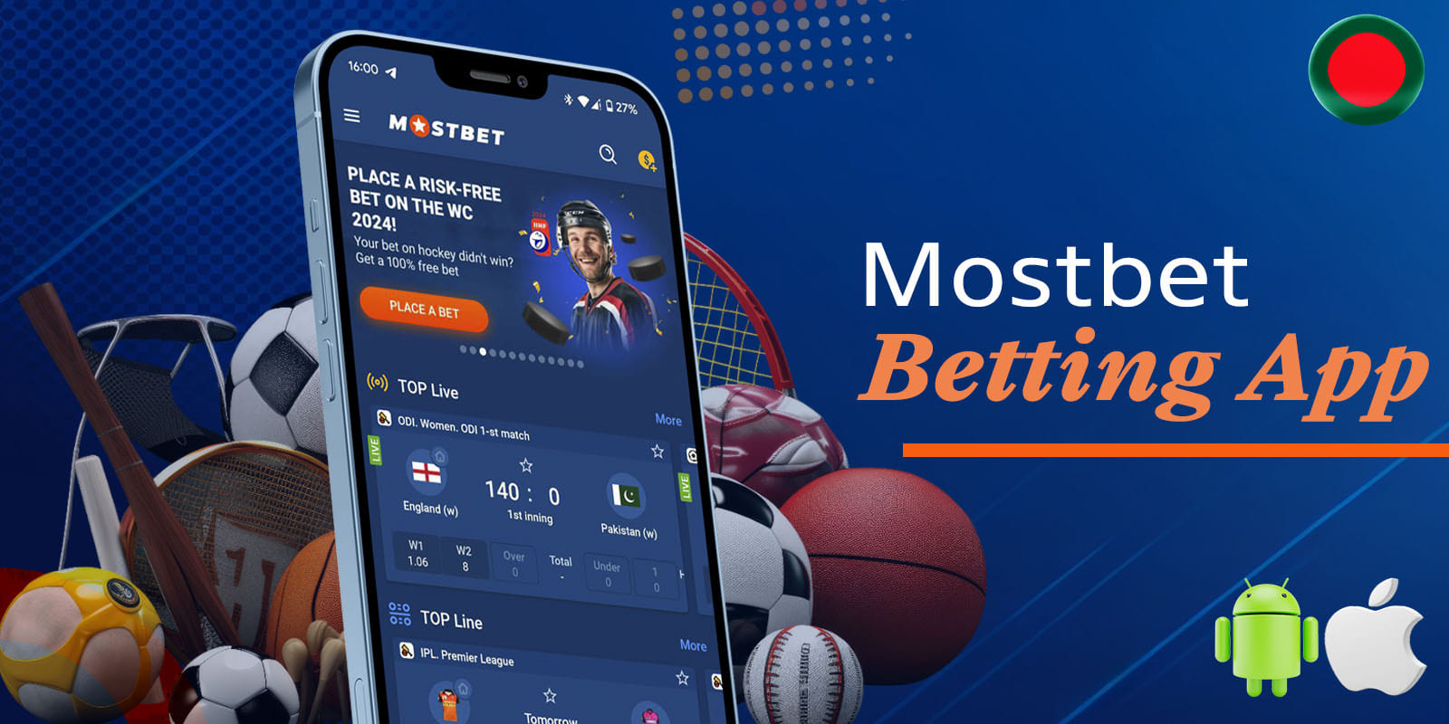 Betting on sports in Mostbet app