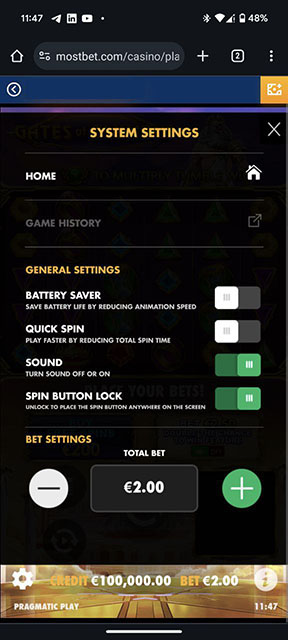 Customise the game settings