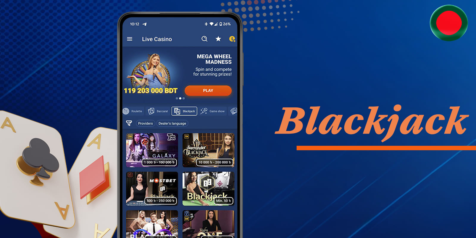 Live Blackjack on the Mostbet platform