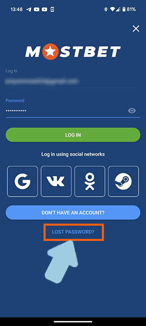 Click the Forgot Password link on the login page
